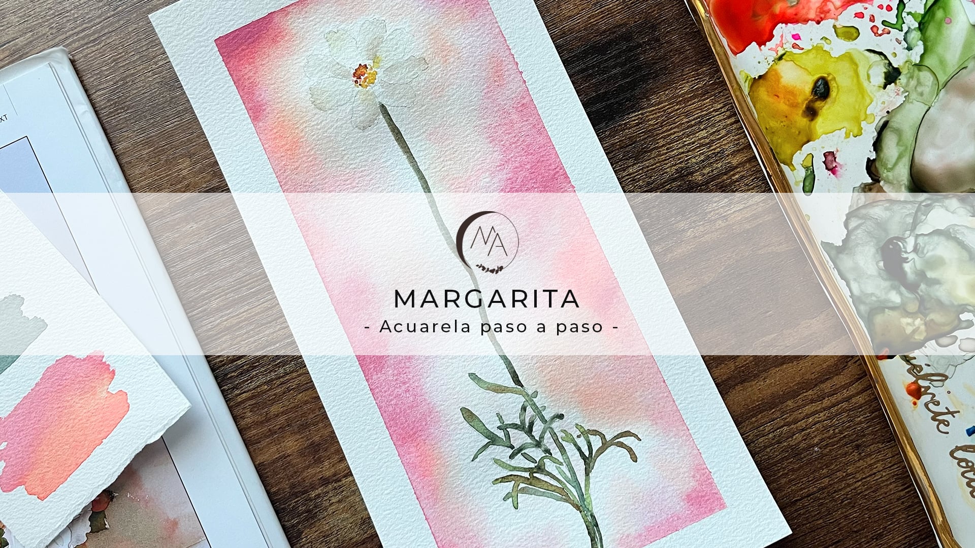 Margarita con fondo acuarela