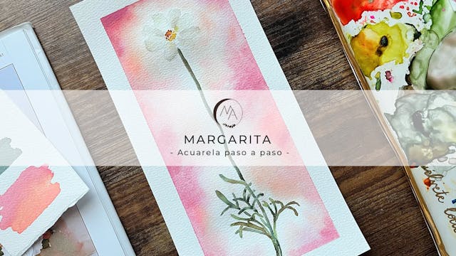 Margarita con fondo acuarela