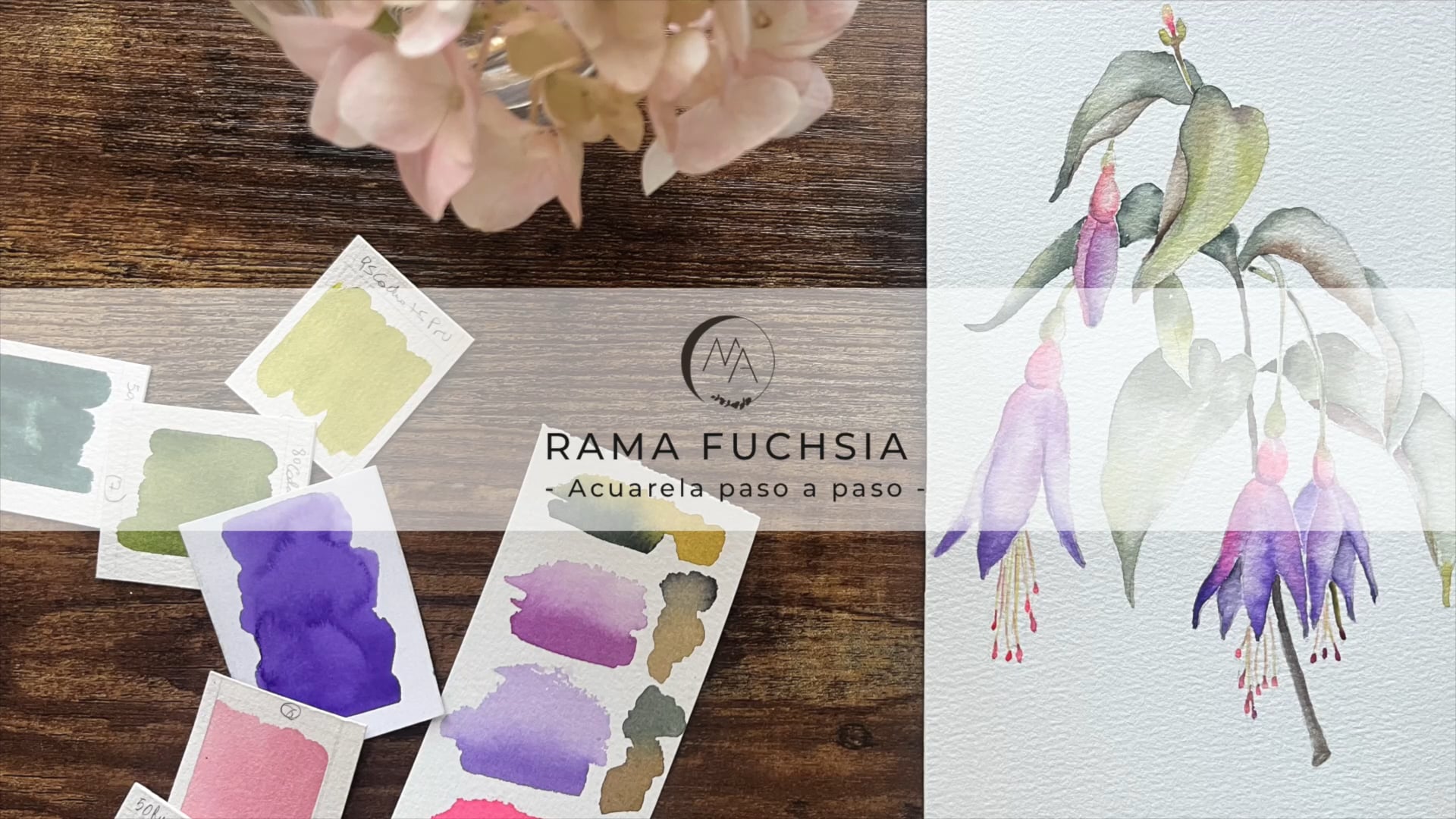 Flor en acuarela- Rama fucshia