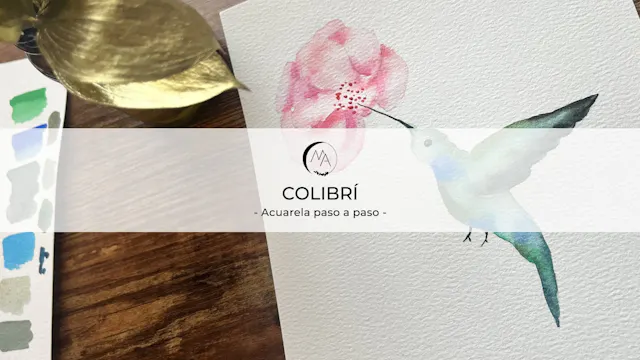 Colibri con detalles en acuarelas iri...