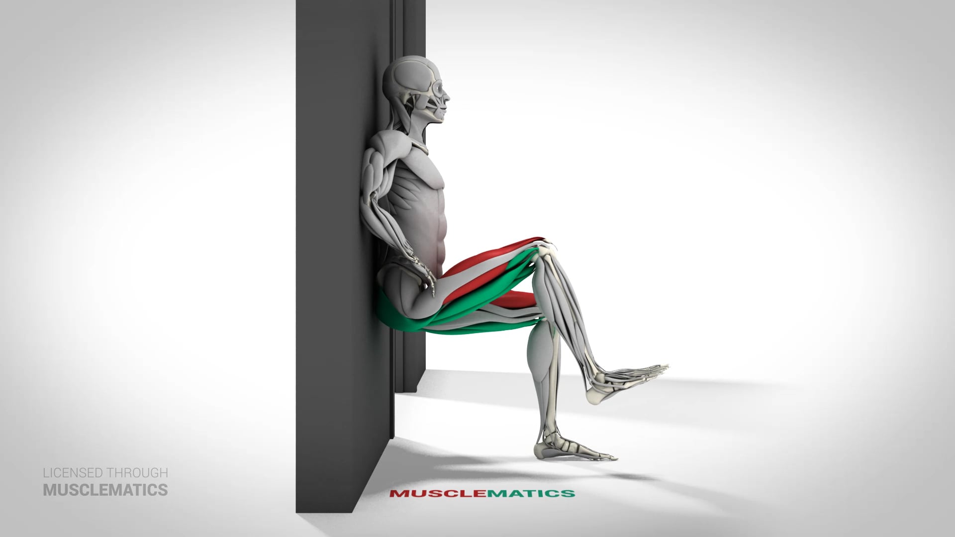 Wall Squat March - (View 1)