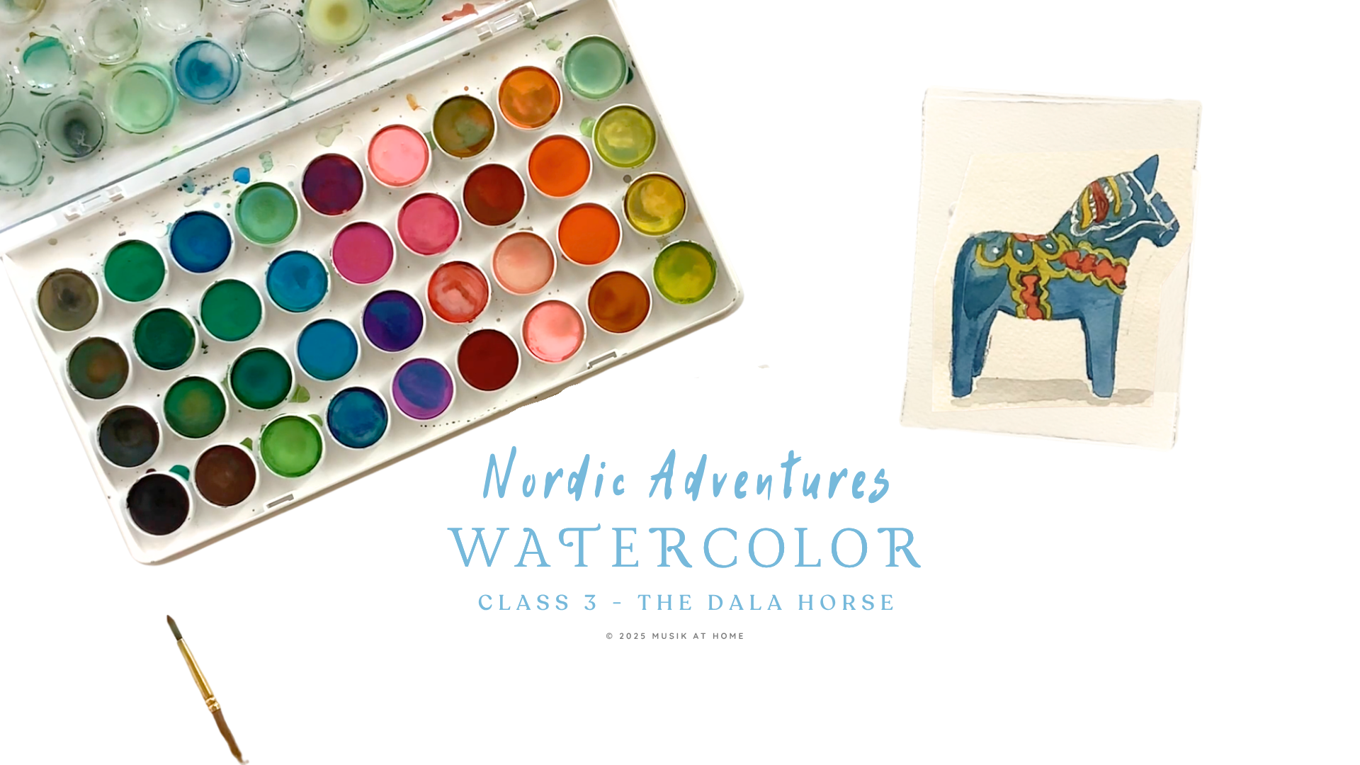 Nordic Adventures Watercolor: Dala Horse