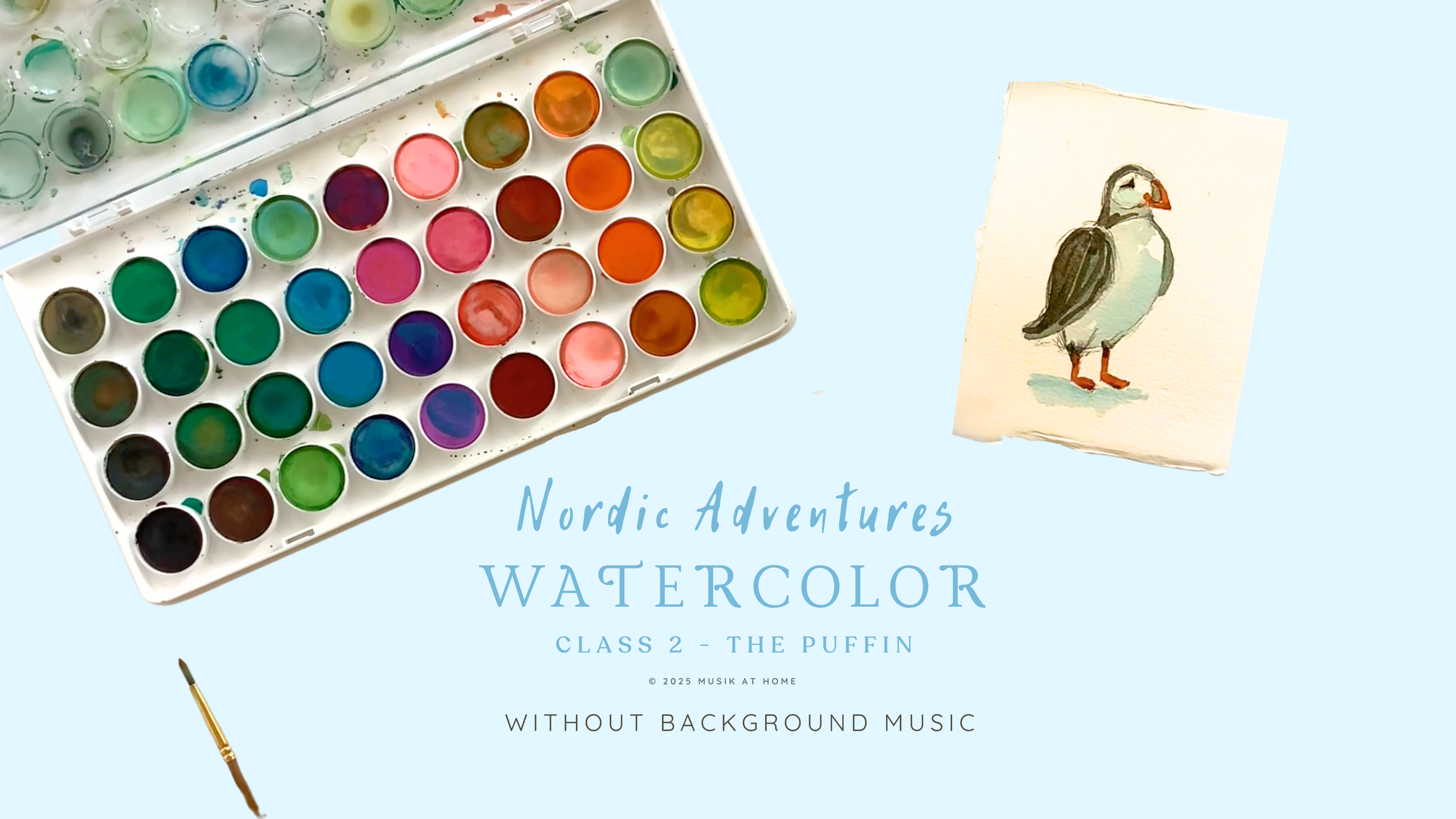 Nordic Adventures Watercolor: Puffin No Music