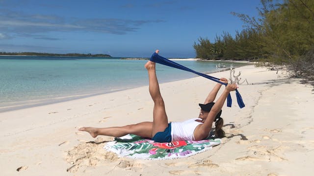 Pilates Mat with Band on the Beach