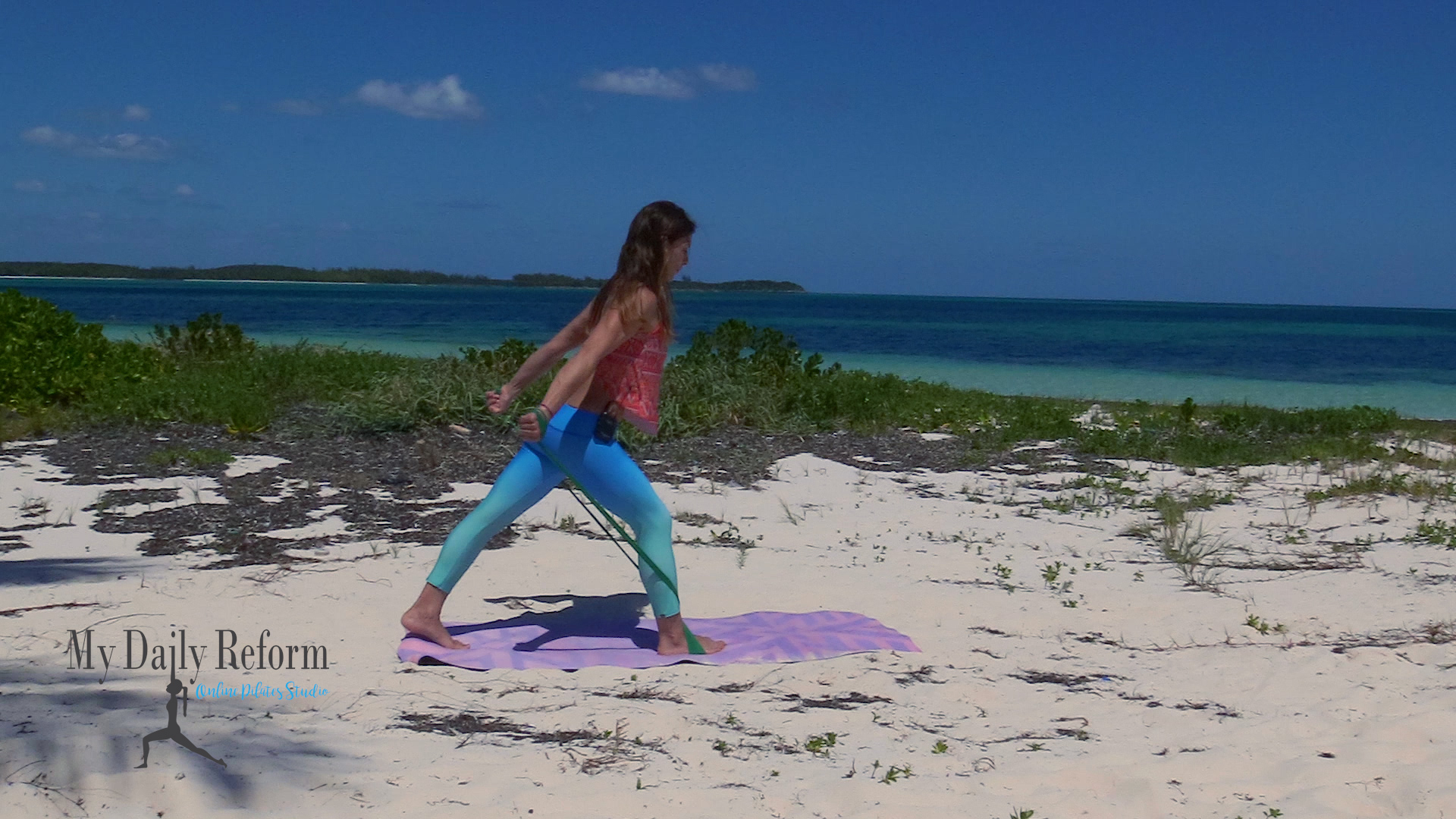 Intermediate Pilates Matwork with FlexBand on the Beach