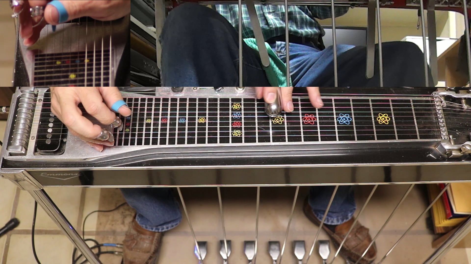 Jim Loessberg  E9   Combination of Open String and Bar on Lower Strings counter point lick
