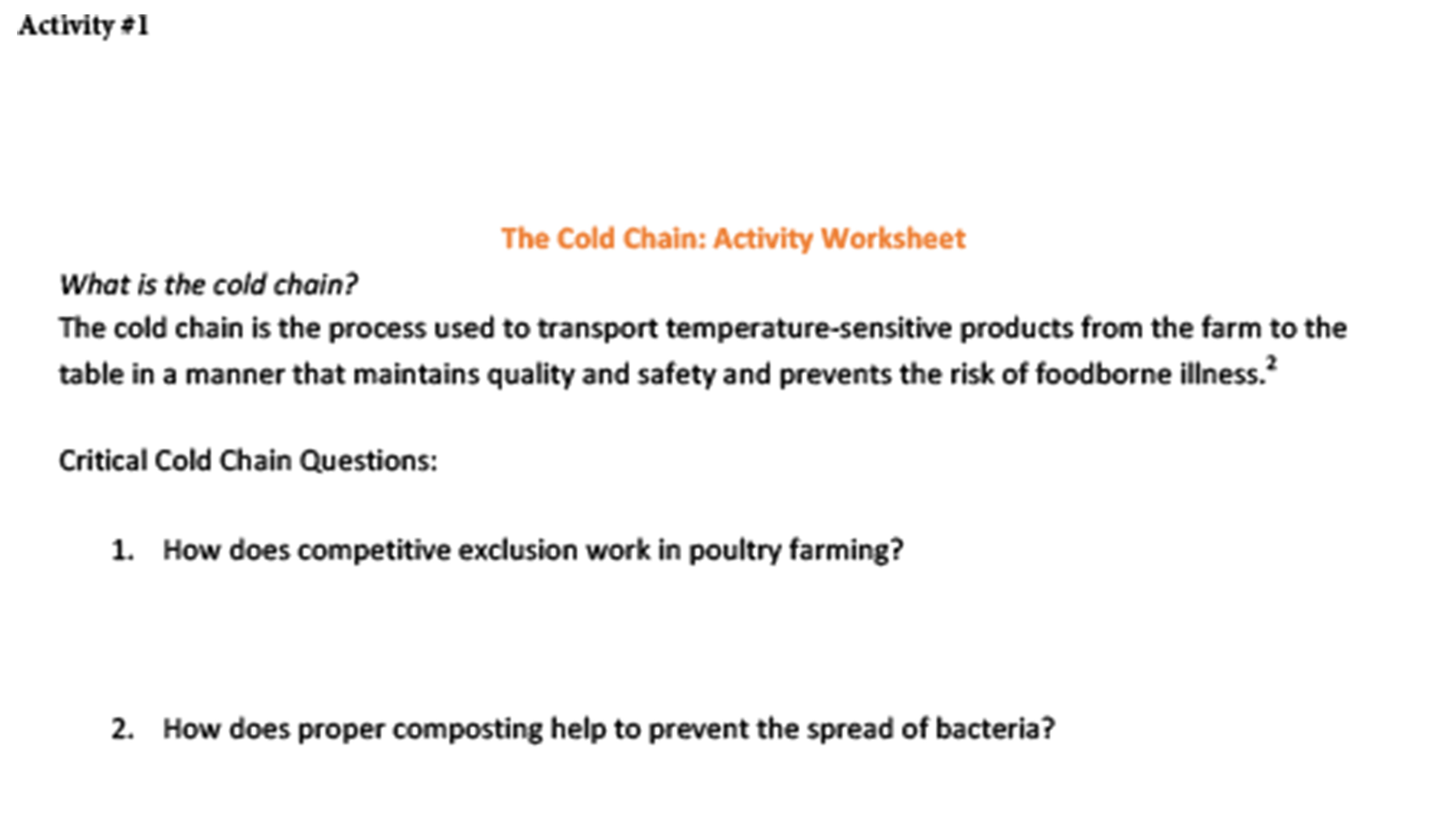 Student Handouts for the Cargil Virtual Field Trip