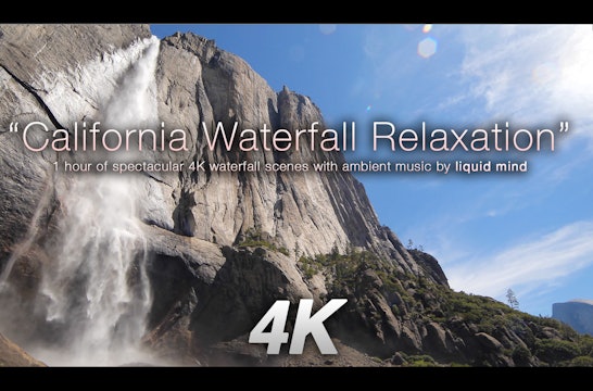 California Waterfall Relaxation w MUSIC 1 HR Dynamic Video