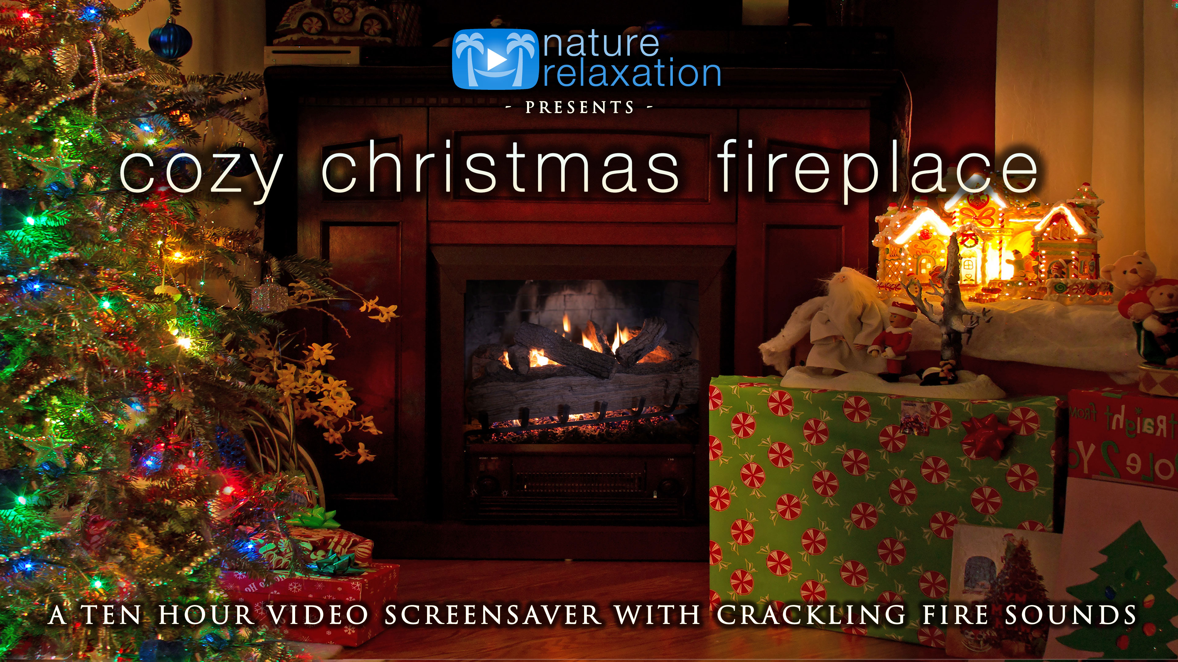 Cozy Christmas Fireplace 2HR Static Scene w Sounds