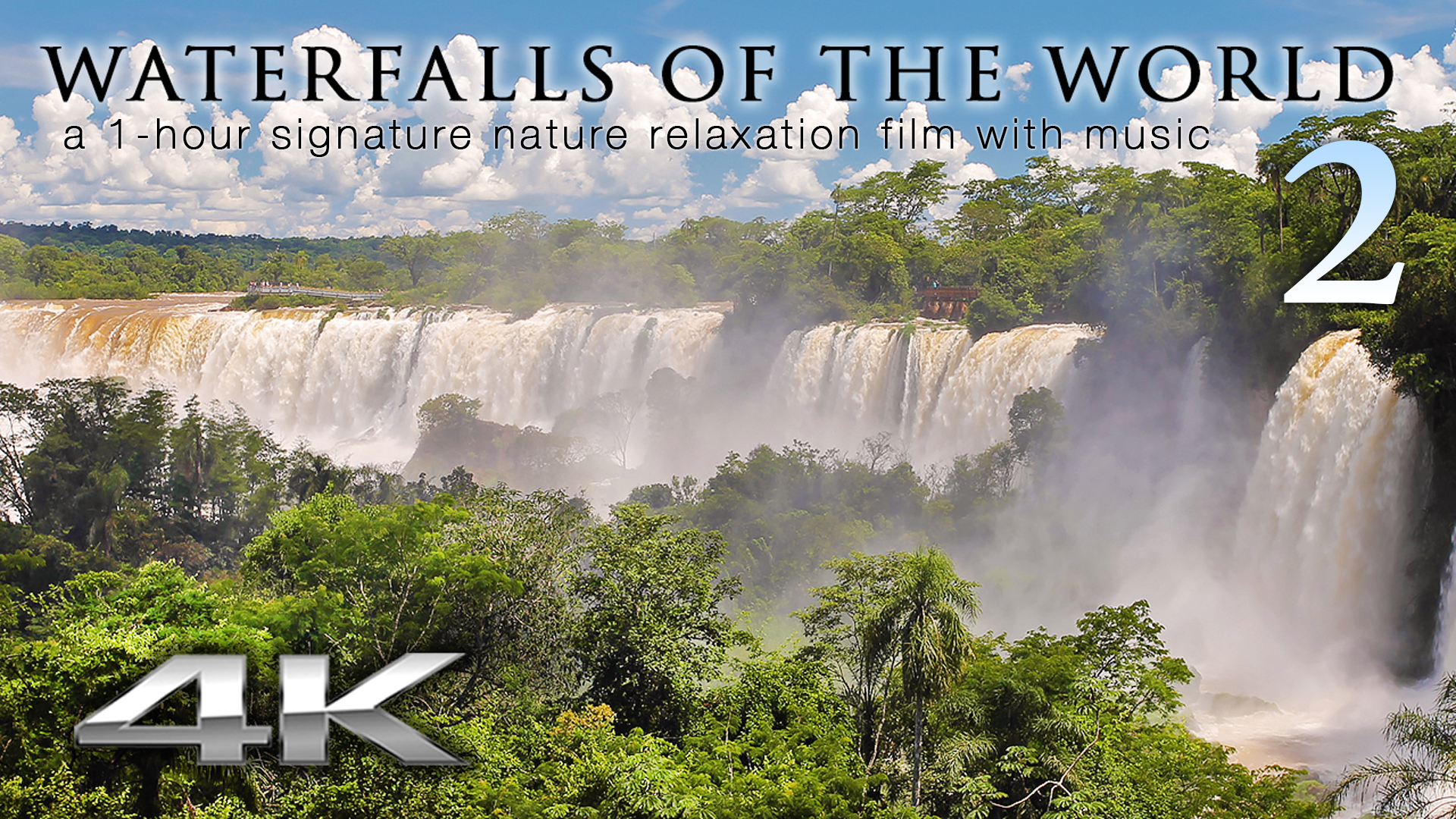 Waterfalls of the World 2 w Music 1HR Nature Relaxation