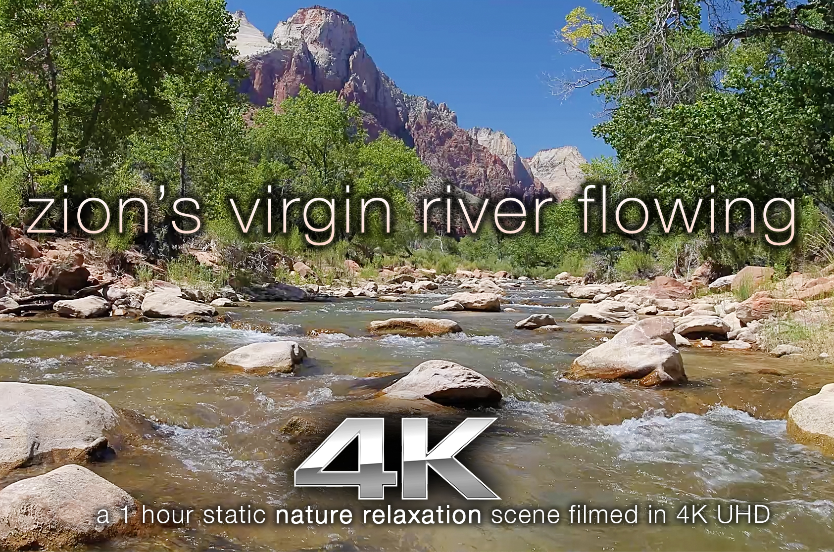 Zions Virgin River Flowing 1 Hour HD Nature Relaxation VIdeo