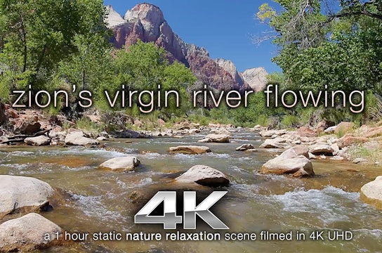 Zions Virgin River Flowing 1 Hour HD Nature Relaxation VIdeo