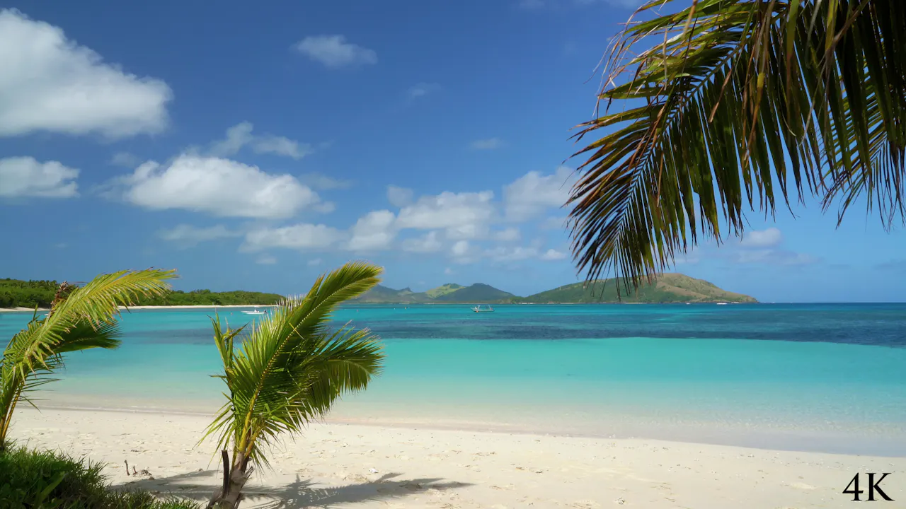 Paradise Beach 1 Hour Static 4K Nature Scene - Blue Lagoon, Fiji ...