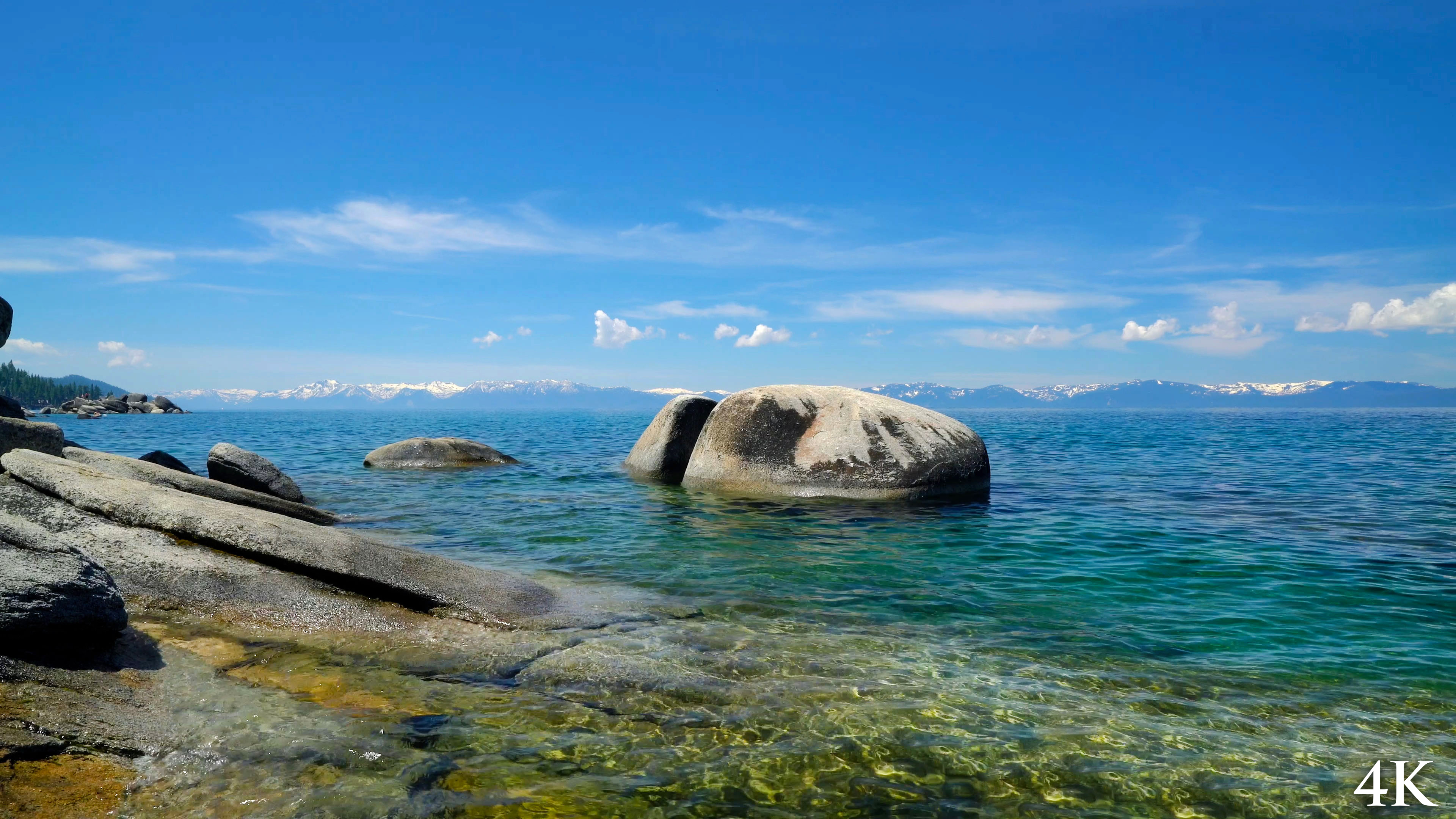Lake Tahoe Shoreline Rocks + Waves 1HR 4K Nature Scene