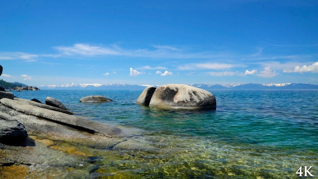 Lake Tahoe Shoreline Rocks + Waves 1HR 4K Nature Scene