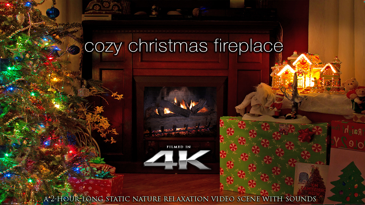 Cozy Christmas Fireplace 4K 2 HRs Static Nature Relaxation