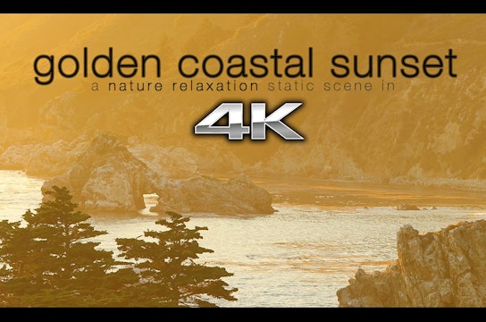 Golden Coastal Sunset 1HR Static Nature Scene - 4K
