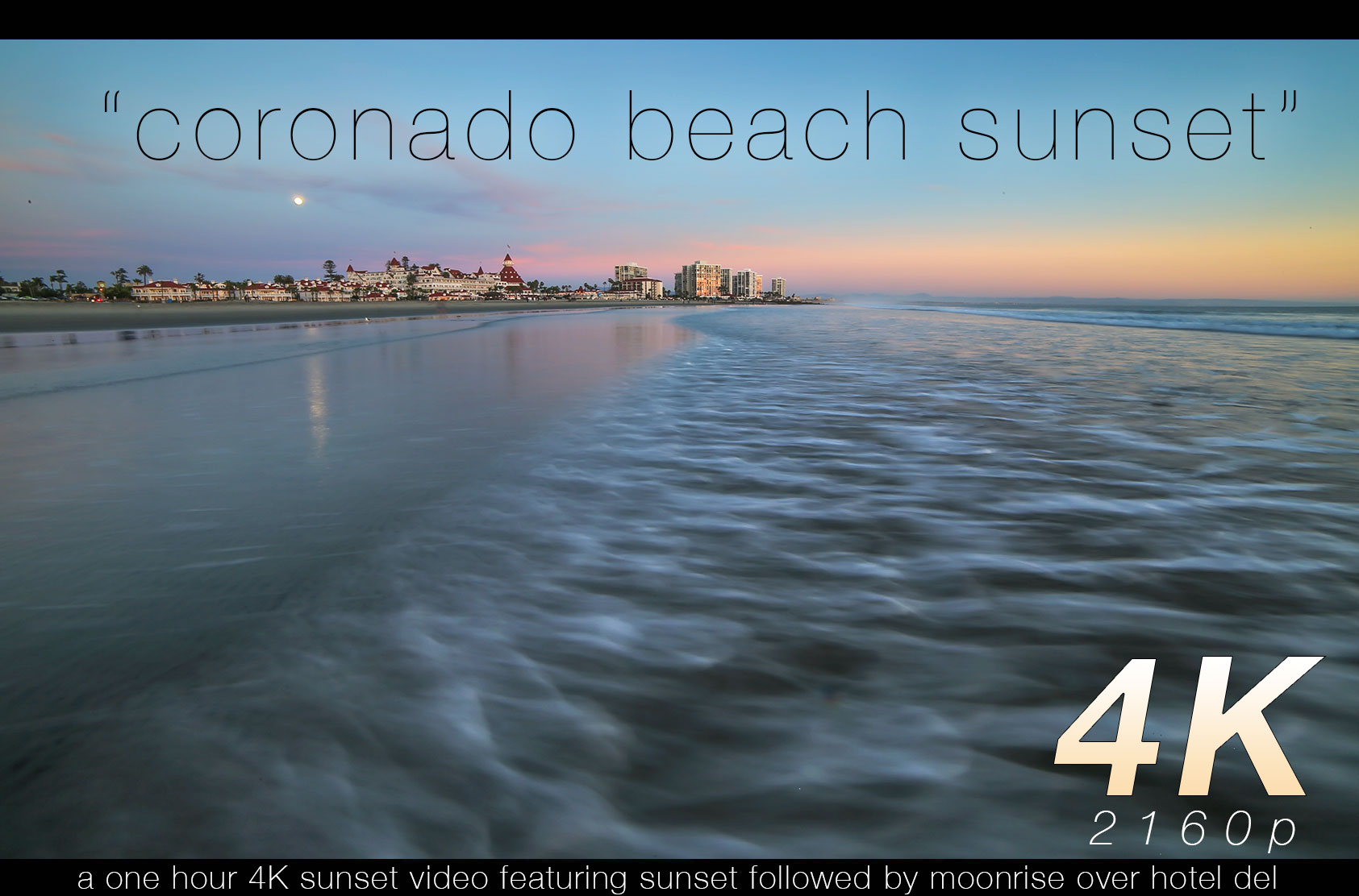 Coronado Beach Sunset 1 HR Nature Relaxation Video