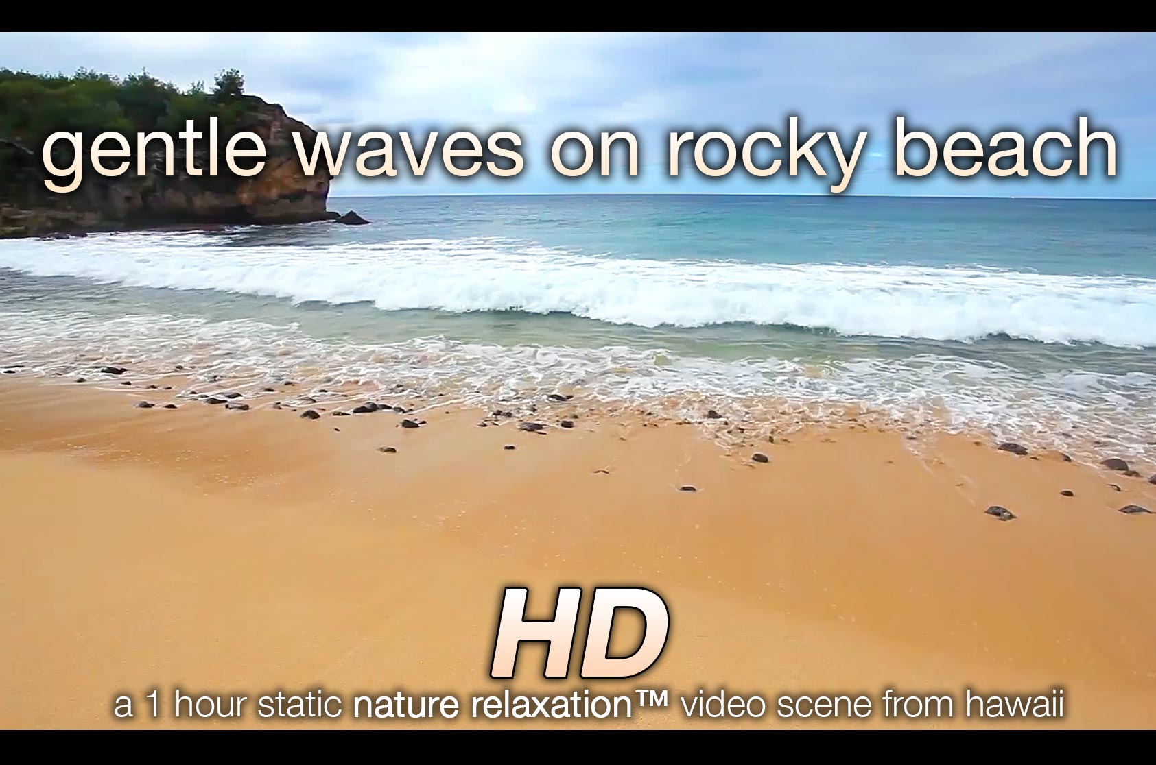 Gentle Waves on Rocky Beach 1 Hr Nature Relaxation Video 1080p