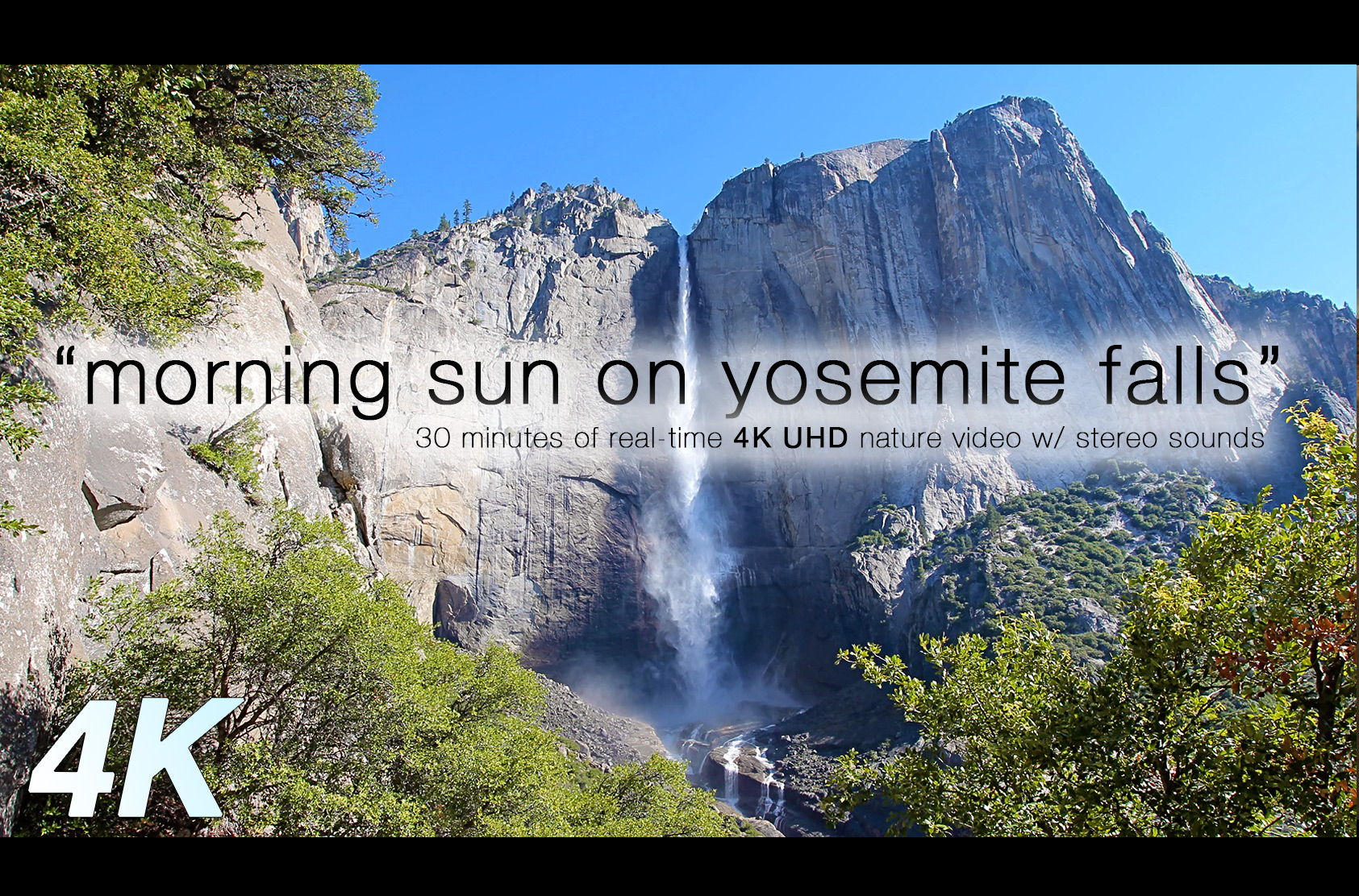 Morning Sun Hitting Yosemite Falls 30 Min Static Video