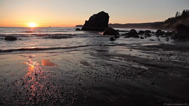 Ruby Beach Sunset - 1 HR Static Nature Video