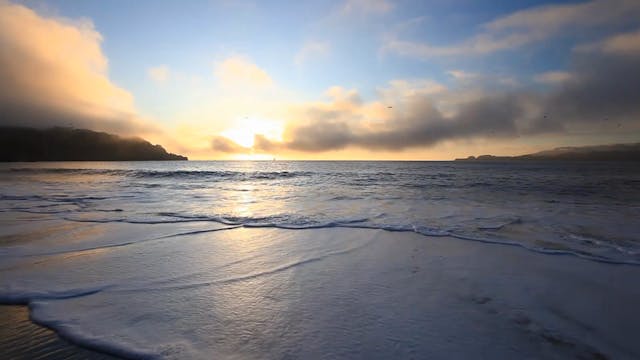 Golden Waves Crashing at Sunset 1HR S...