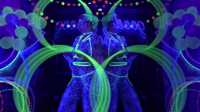 Blue Green Blacklight Double Hula Hooping for VJ
