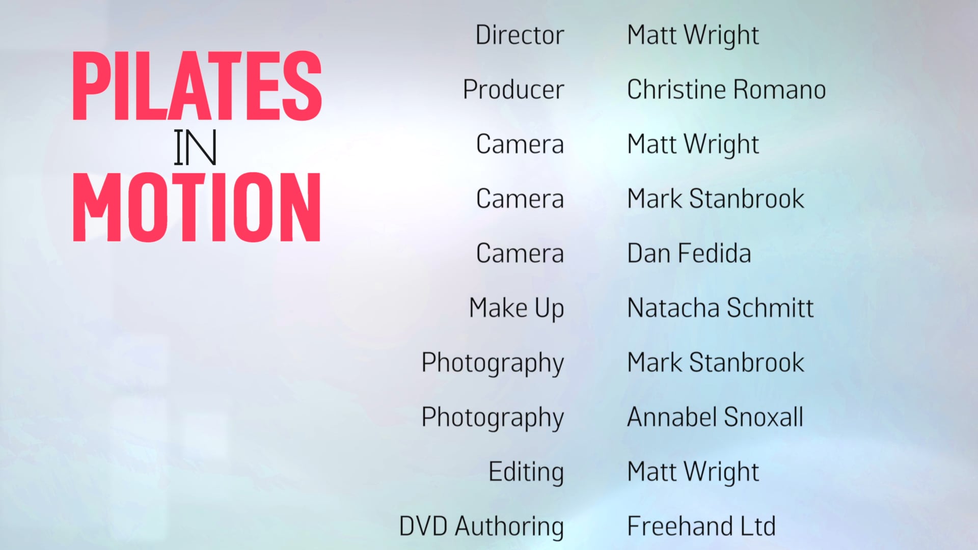 Pilates In Motion with Caroline Sandry - Credits