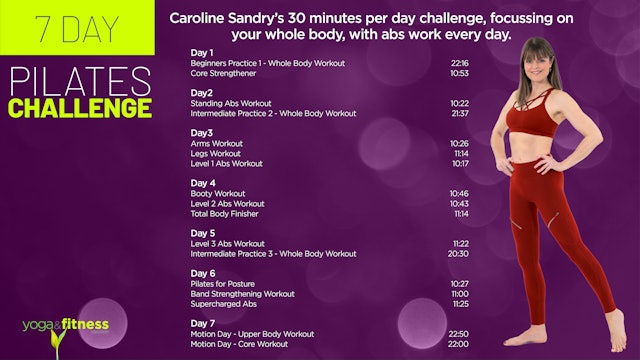 7 Day Pilates Challenge Calendar