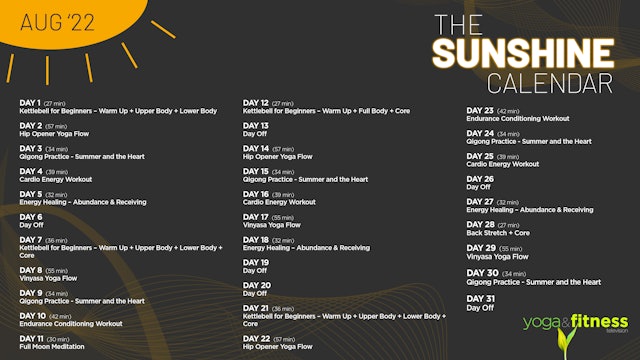 Aug '22 - The Sunshine Calendar - Schedule
