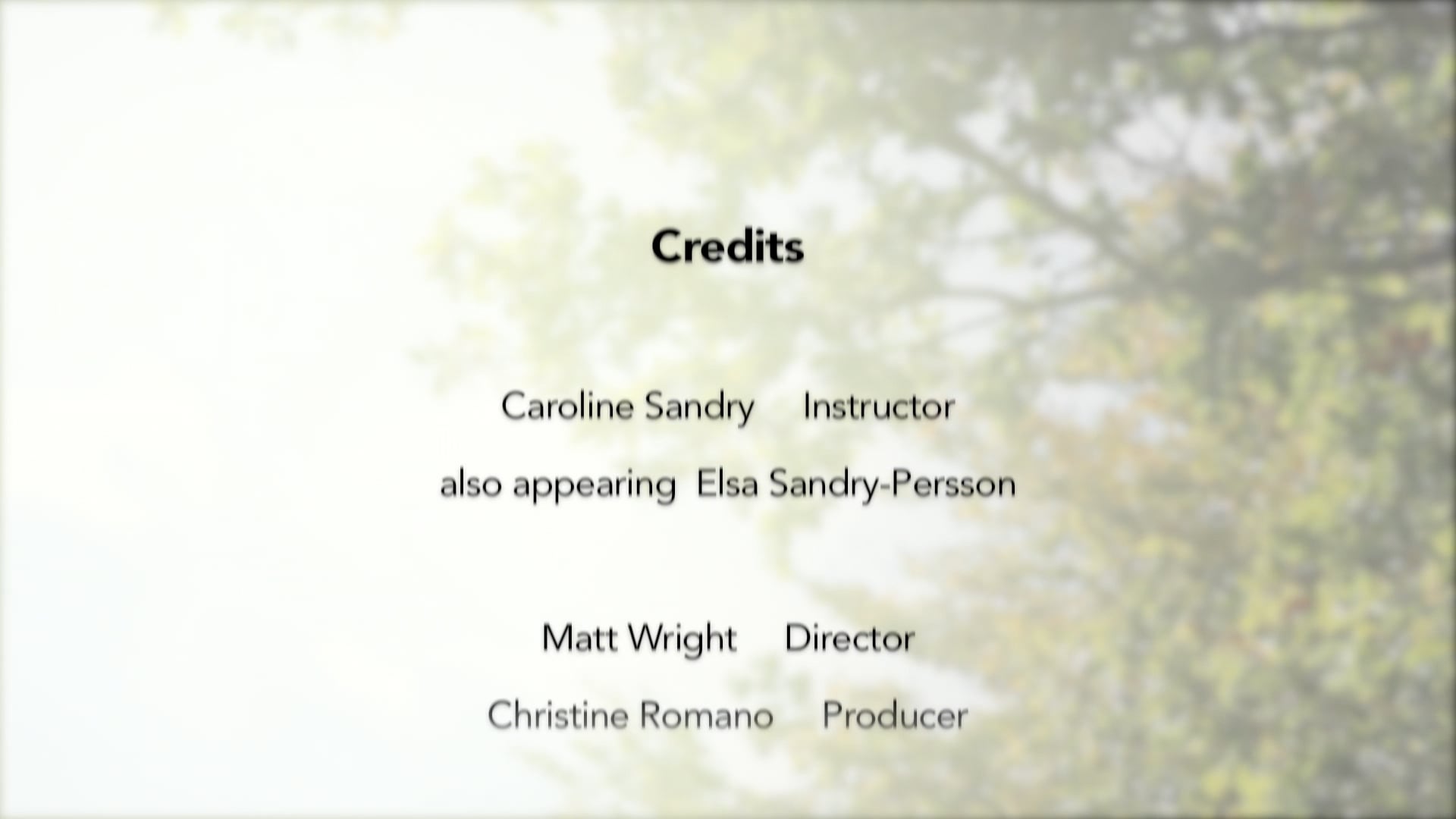 Post Natal Pilates - Credits 