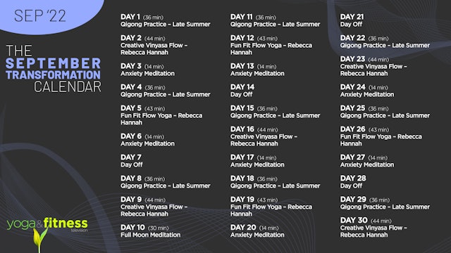 Sep '22 The September Transformation Calendar - Schedule