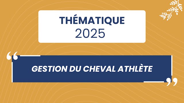 Gestion du cheval athlète - 2025