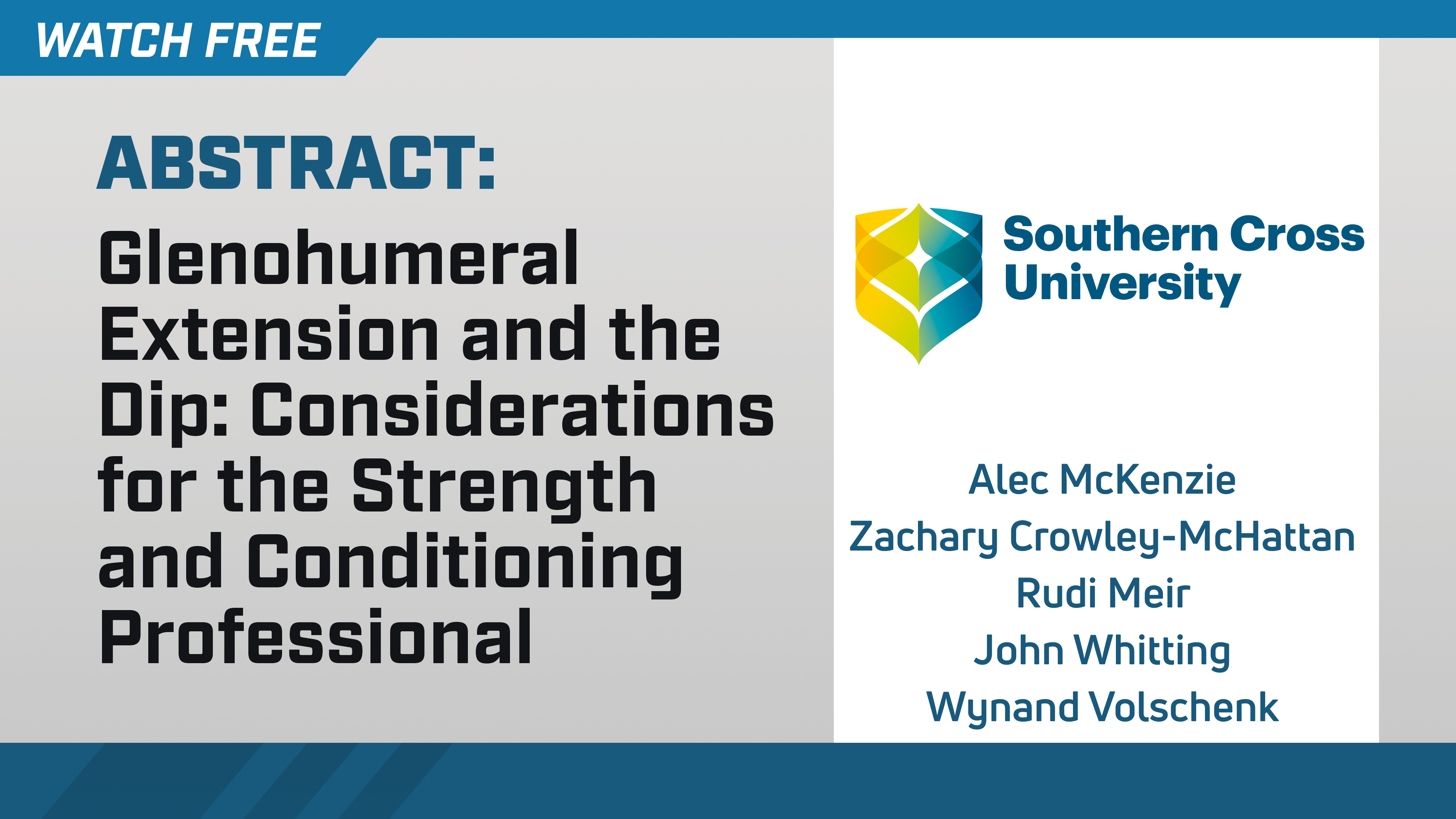 Glenohumeral Extension and the Dip: Considerations for the S&C Professional