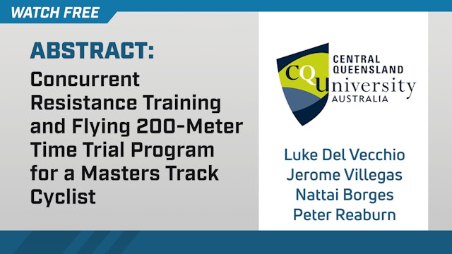 Concurrent Res. Training and Flying 200m TT Program for a Masters Track Cyclist