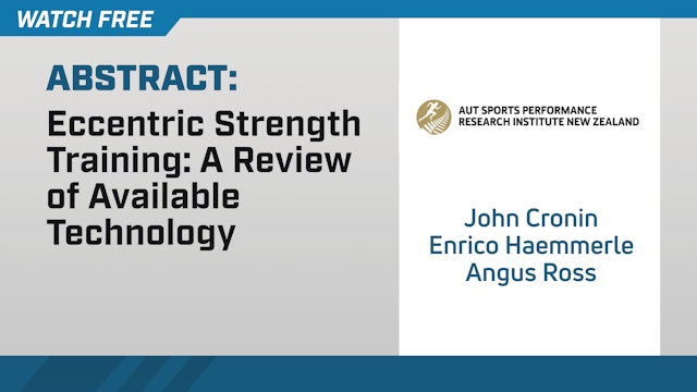 Eccentric Strength Training: A Review of the Available Technology