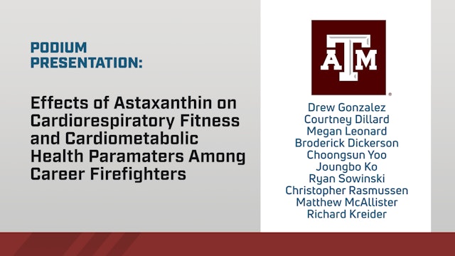 Effects of Astaxanthin on Health Parameters w Firefighters