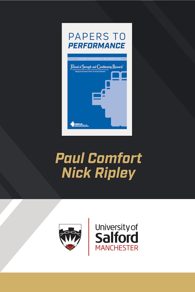 Papers to Performance with Dr. Paul Comfort & Nick Ripley