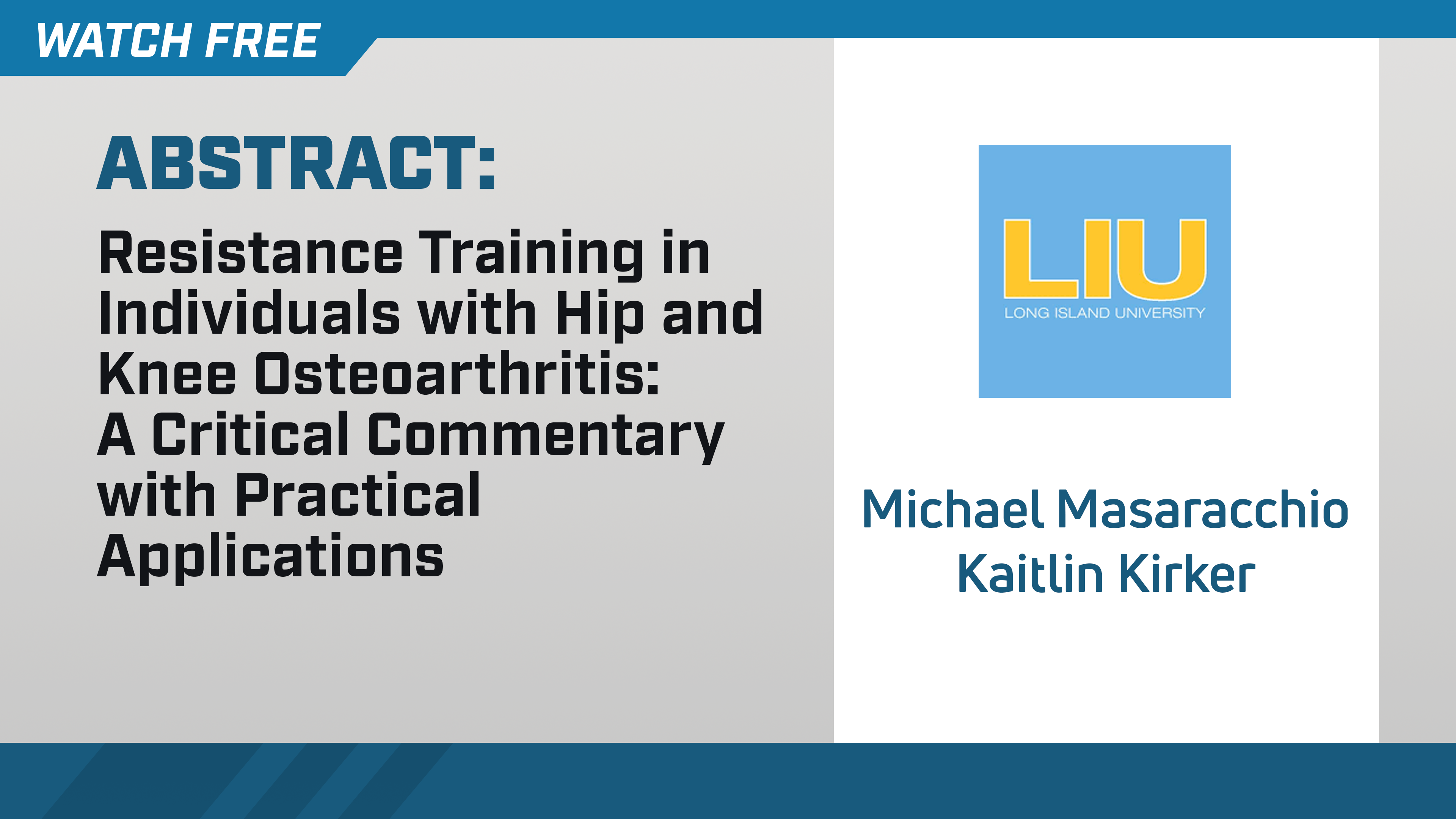 Resistance Training in Indiv w Hip & Knee Osteoarthritis - A Critical Commentary