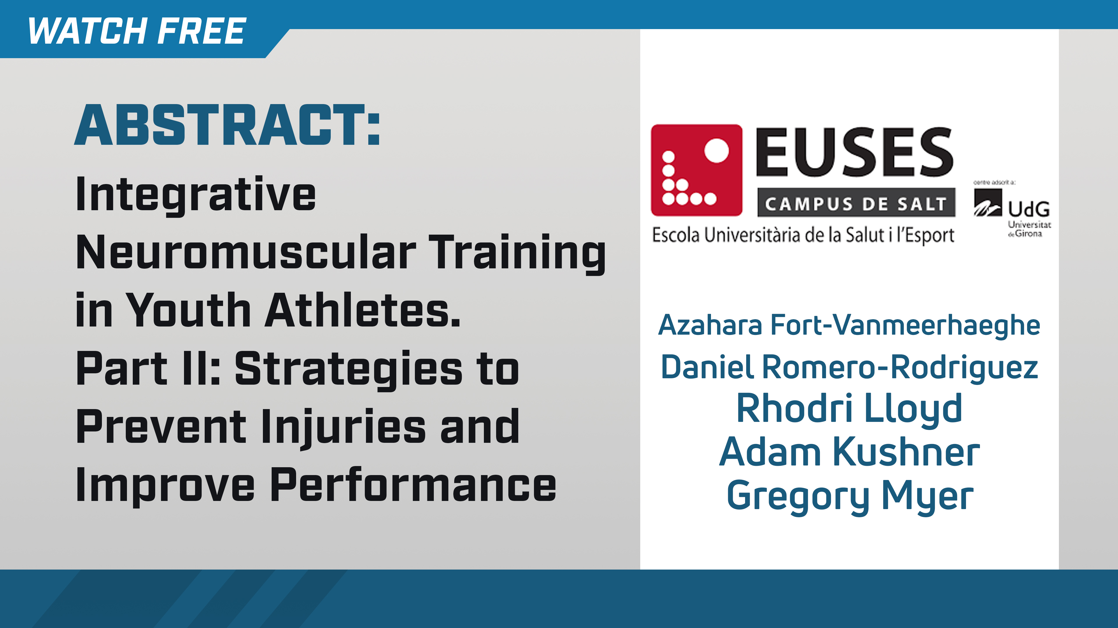 Integrative Neuromuscular Training in Youth Athletes: Part II Injury Prevention