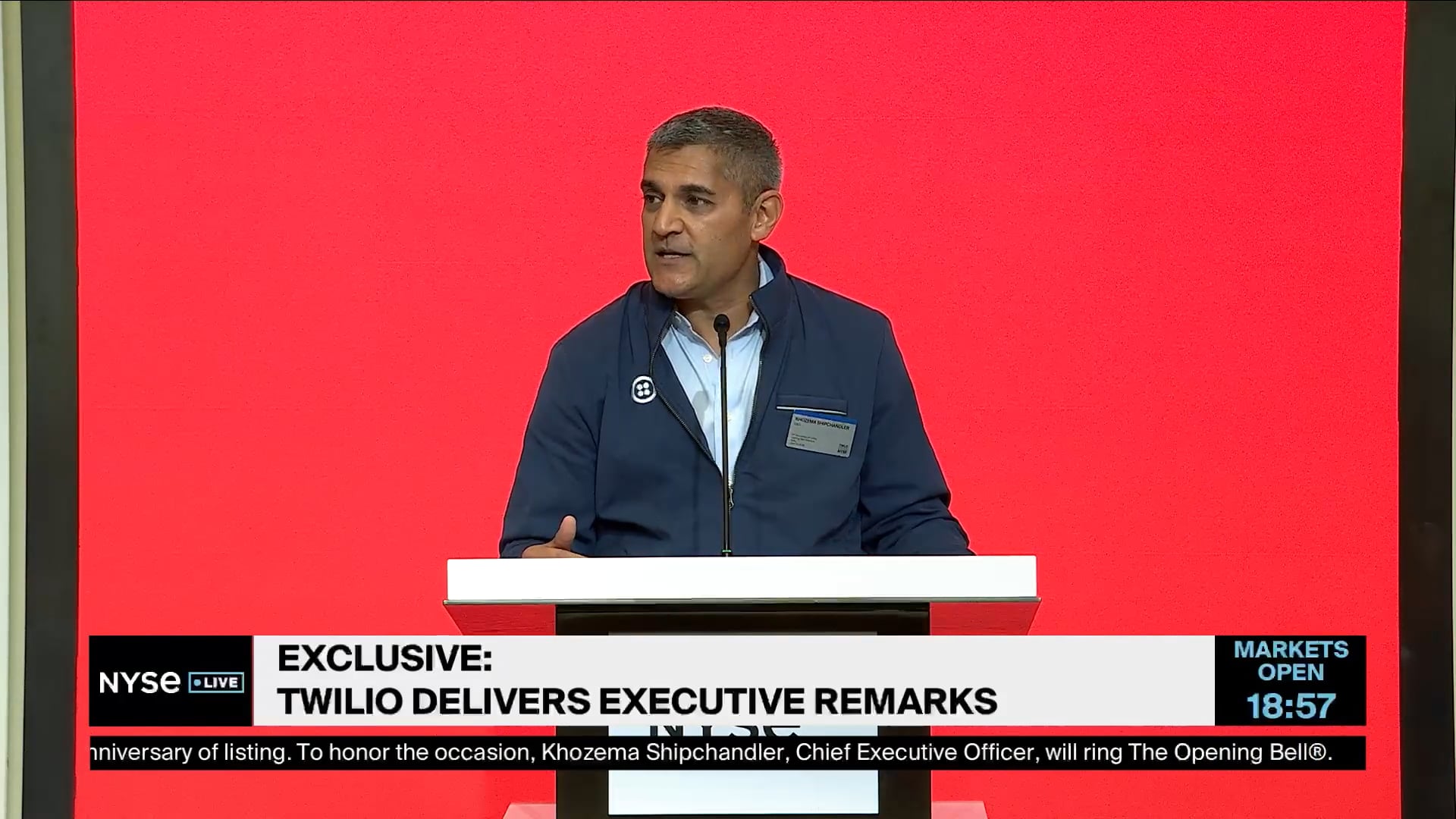 Twilio CEO Khozema Shipchandler Delivers Remarks to Celebrate 10 Years on NYSE