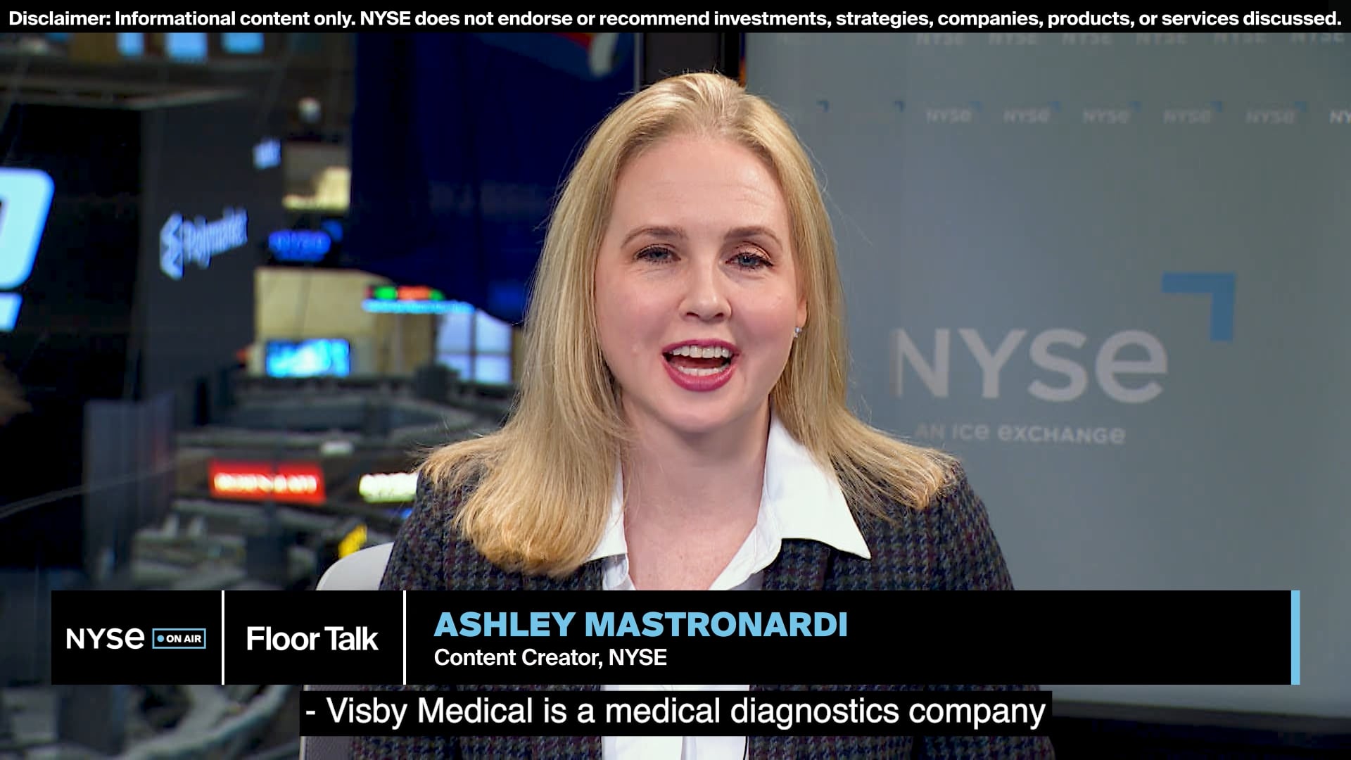 Dr. Adam De La Zerda of Visby Joins NYSE Floor Talk