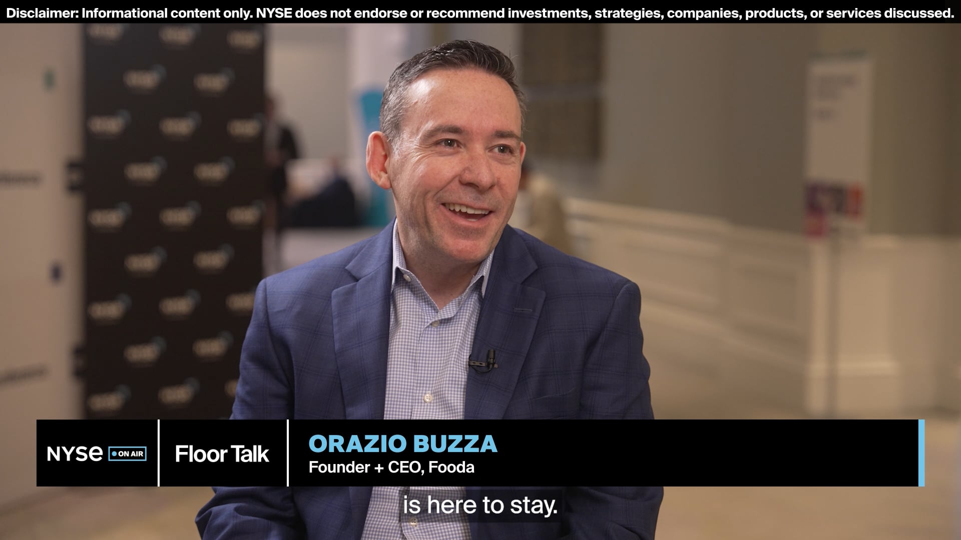 Orazio Buzza of Fooda Joins NYSE Floor Talk