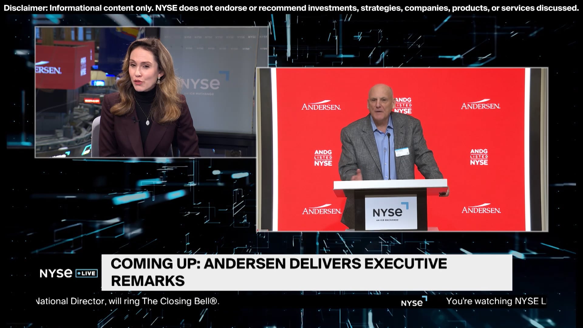 Andersen CEO Delivers Executive Remarks as Tax Advisory Firm Lists on NYSE