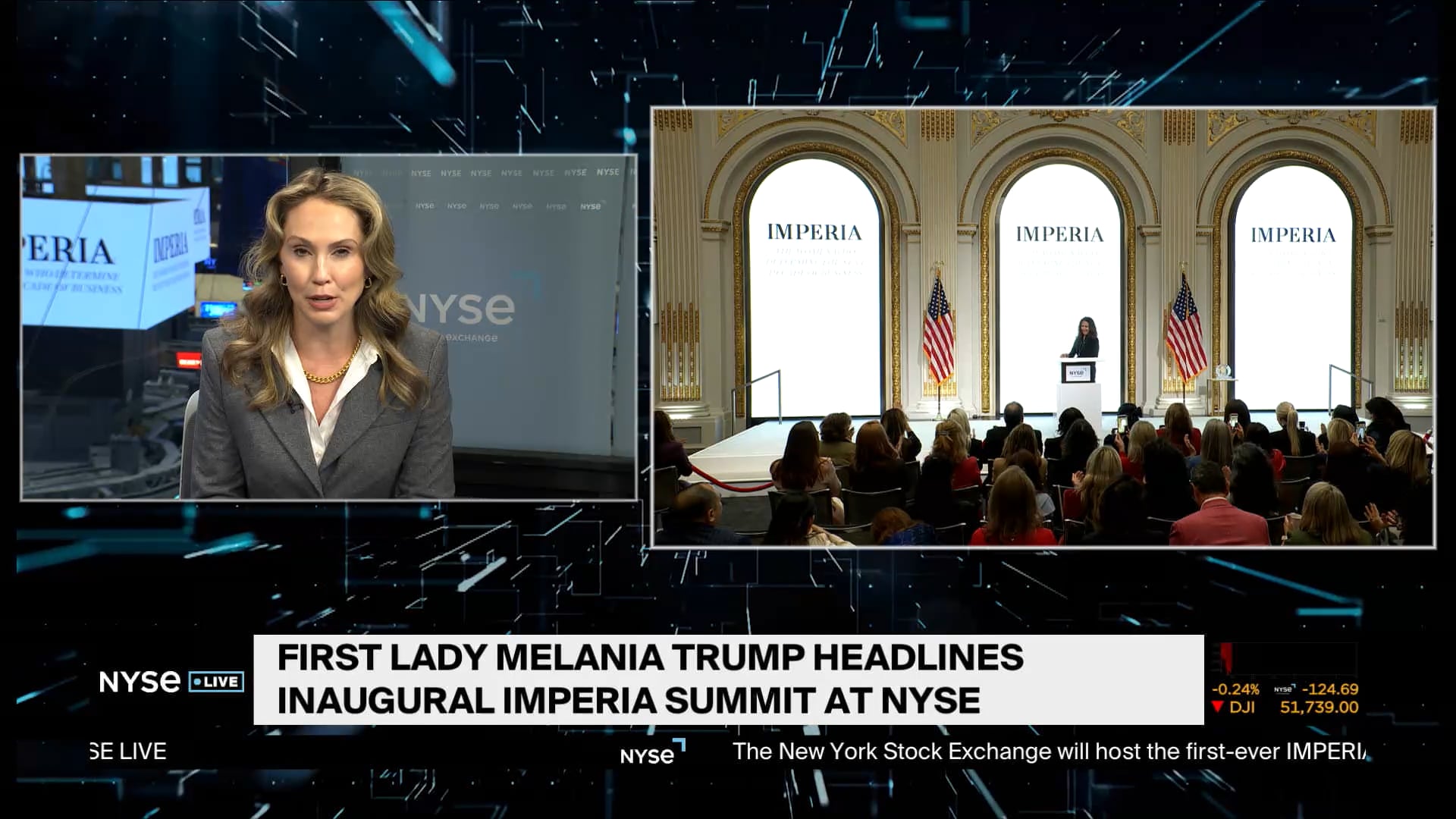 First Lady Melania Trump Delivers Remarks After Ringing Opening Bell at NYSE