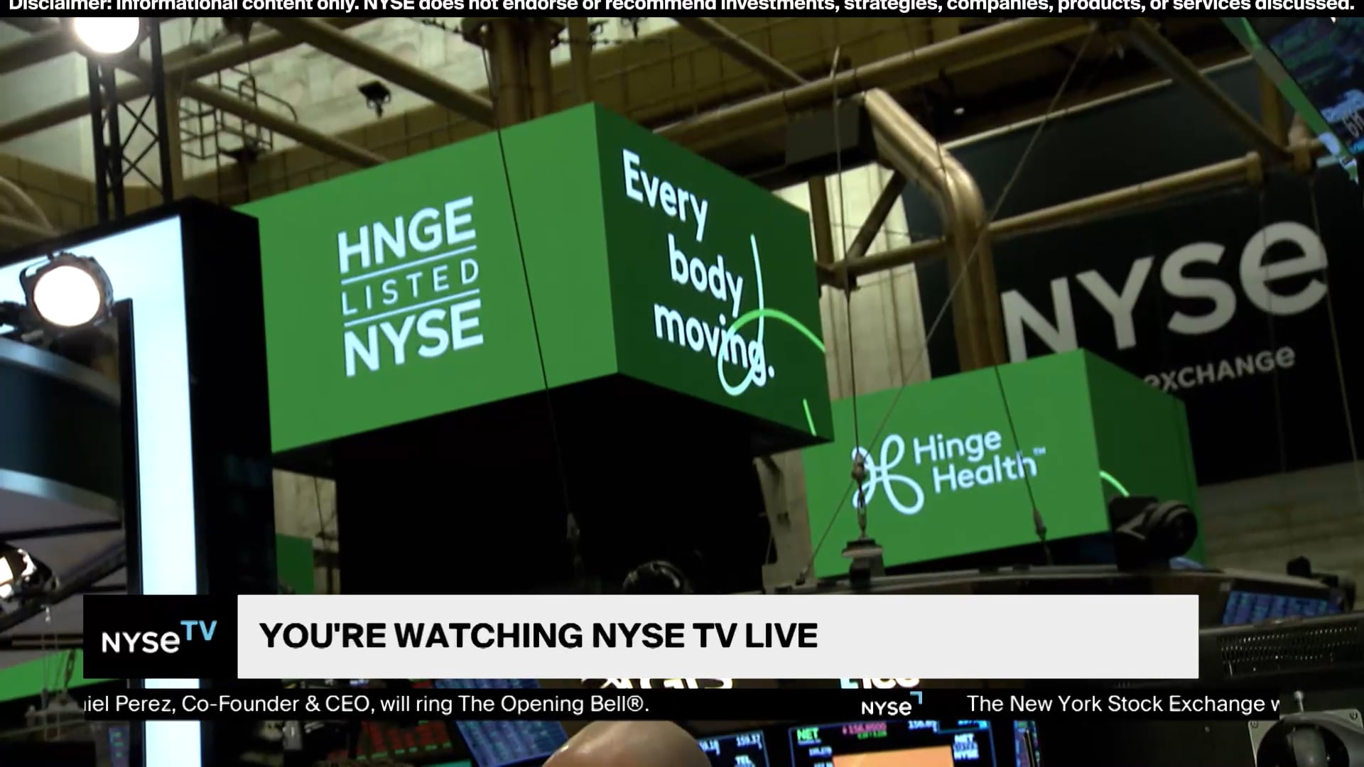 Jim Pursley, President at Hinge Health Joins Live on NYSE TV