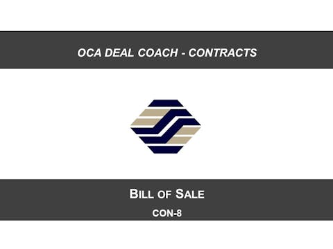 CON-8 Bill of Sale