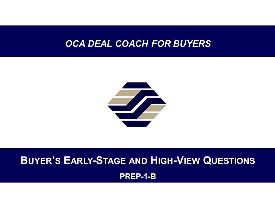 PREP-1-B Buyer's Early Stage & High View Questions
