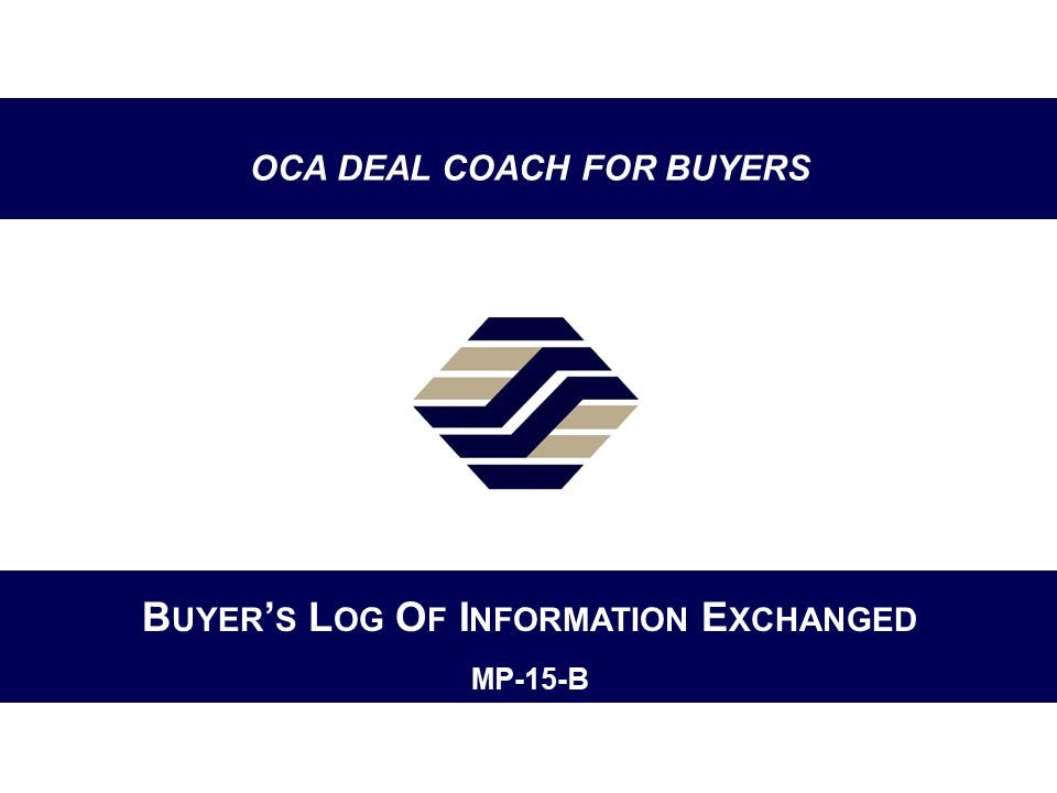 MP-15-B Buyer's Log of Information Exchanged