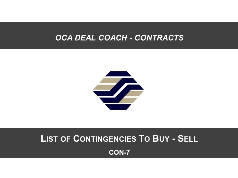CON-7 List Of Contingencies To Buy Sell